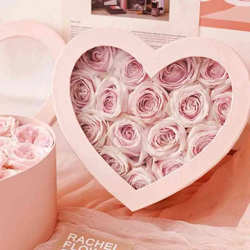 2 stücke Herzförmige Geschenkbox mit transparentem Fenster für Hochzeit Geburtstagsfeier Valentine Dekorative Verpackung Blumen Geschenke Boxen H1231
