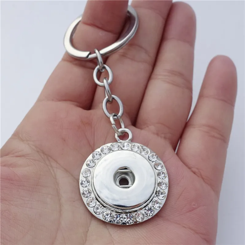 18mm Snap Buttons Socket Keyrings Round Rhinestone Keychains / Whole