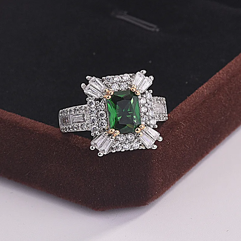 Joyería de moda para mujer, 925 anillos de plata esterlina auténtica, anillo de boda ovalado de circón esmeralda con caja de regalo ZR1187232j