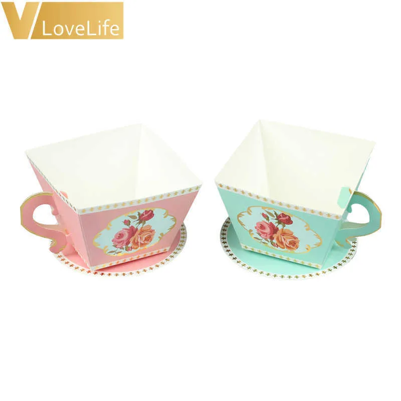 50sts presentförpackning Tea Party Decorations Tea Cup TEAPOT Wedding Favor Candy Box Baby Shower Decoration Birthday Party Supplies 211014252G