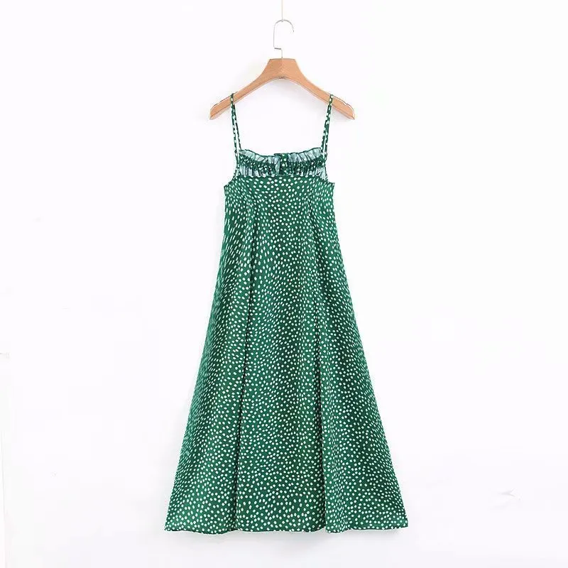 Été femmes Vintage décontracté robes festa champignon garniture dentelle fronde floral vert robe longue dame plage maxi es 210508
