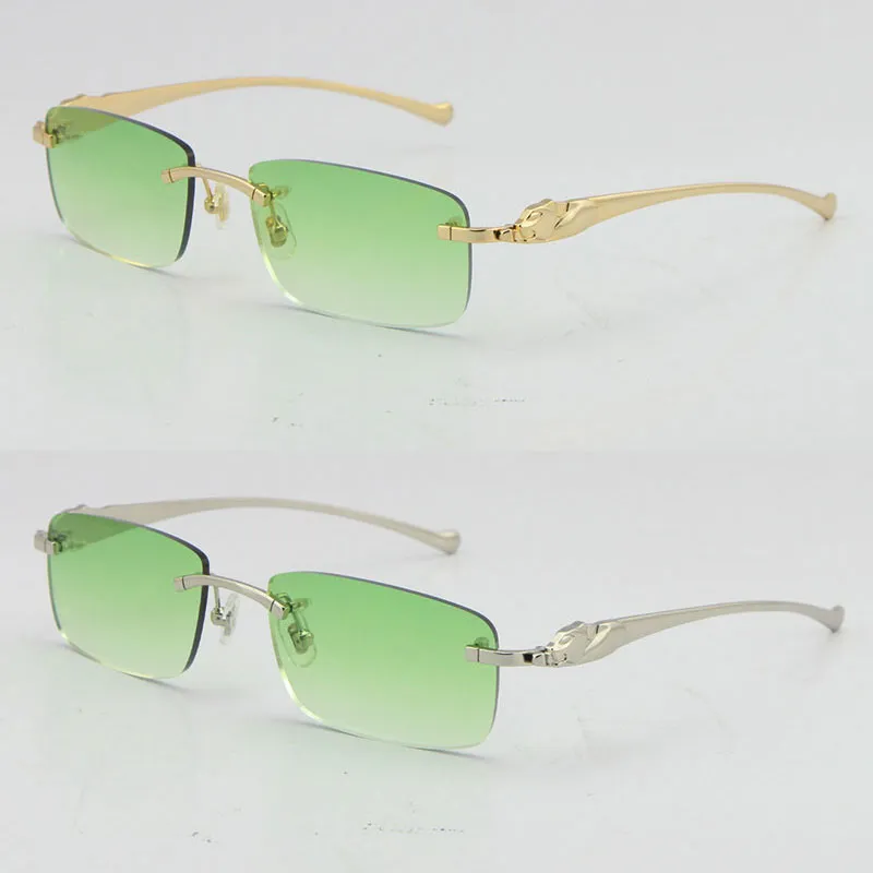 Vendita di occhiali da sole senza montatura in metallo leopardo serie Panther Optical occhiali da sole in oro 18 carati occhiali quadrati occhiali da vista rotondi maschili e femminili W209E