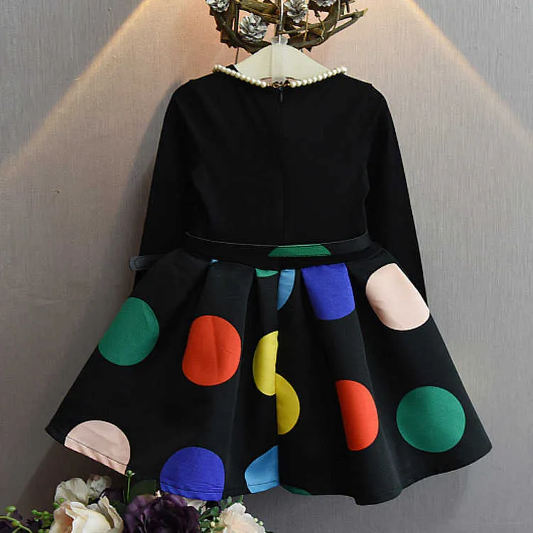 Dziecięca sukienka księżniczka wiosna nowa koreańska sukienka dla dziewcząt kropka sukienka dla dzieci czarna spódnica moda