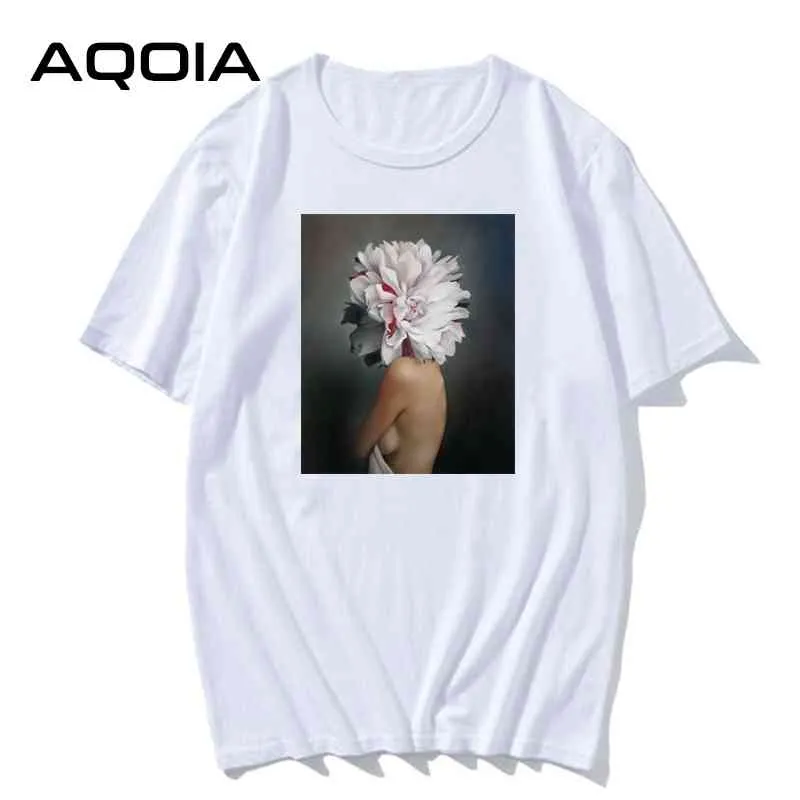 AQOIA Harajuku Femministe T Shirt Donna Manica corta T-shirt da donna Casual 90s Grafica Maglietta Grunge Estetica Top Tees Donna 210521