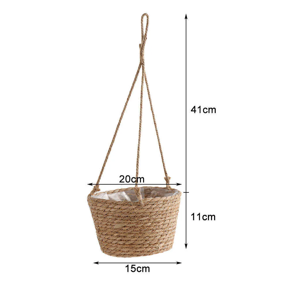 Macrame Cestino portaoggetti piante sospese Giardino esterni Appendiabiti piante da interno Corda di iuta intrecciata Decorazione fioriera sospesa Y0910