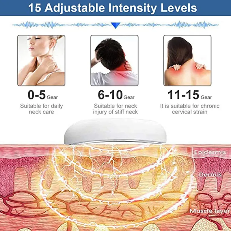 Elektrische nek Massager 15 Intensiteit Sensing Smart Back Massage 4 Pulsmodi USB Oplaadbare cervicale fysiotherapie -instrument 227249578