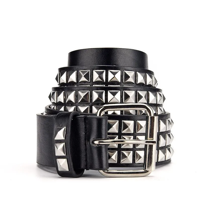 Ceintures Unisexe Fashion Belt Rivet pour les femmes Punk Rock parsemé avec une boucle d'épingle femme noire ceinture fémme233u