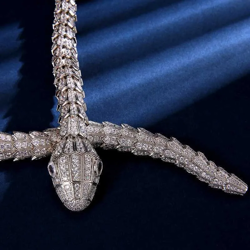 Mode Marke Königin voller Diamant Cz Zirkon Schlange Halskette Geschenk Party Schmuck Halsketten Tier Schlangen entworfen Luxus Chocke241g