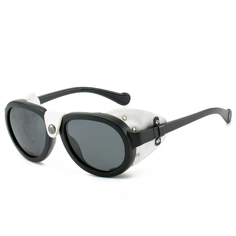 Occhiali da sole Sgyouwant mashire modella vintage steampunk occhiali da sole polarizzati in pelle scudo punk occhiali 232f 232f