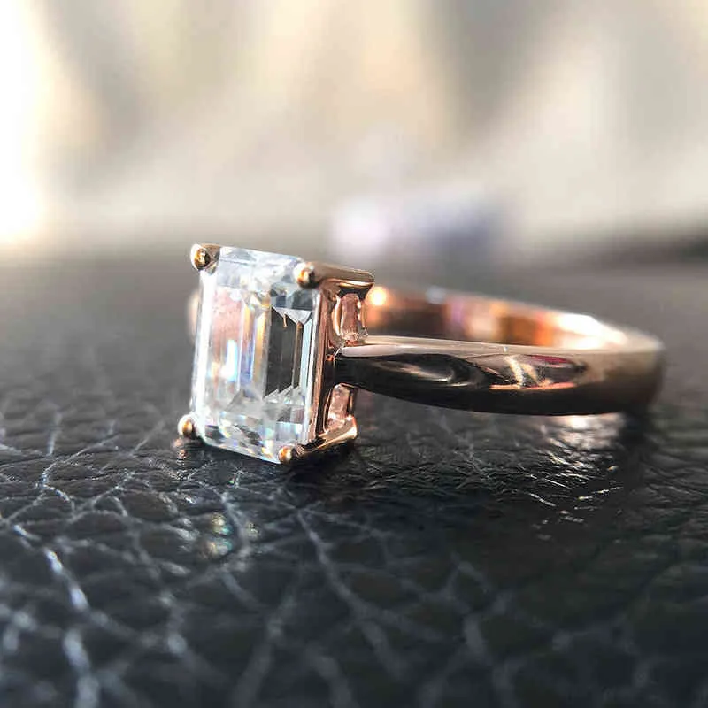 1CT 5x7mm G VVS Zümrüt Mükemmel Kesim Nişan Yüzüğü Solitaire Gül Altın veya Beyaz Renk Bize Ödemeyi Söyle 211217