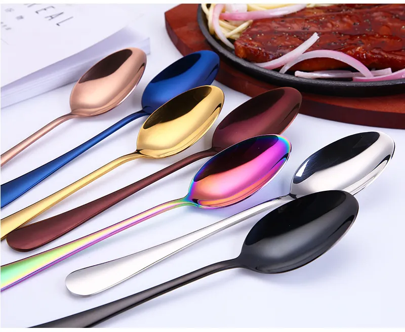 Shiny Cutlery Sets Wedding Tableware Silverware Travel Set Copper Rosy Forks Knives SpoonsDrop 220314