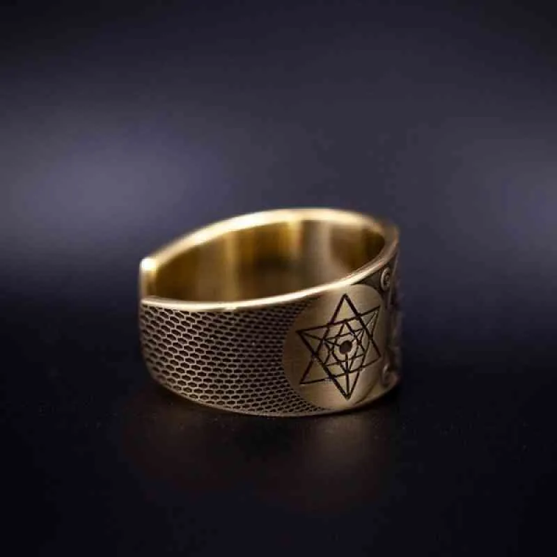 Vintage Archangel Metatron Warrior Knight Angel of Life Seal Adjustable Rings for Men Solomon Kabbalah Ring Amulet Aesthetic288o