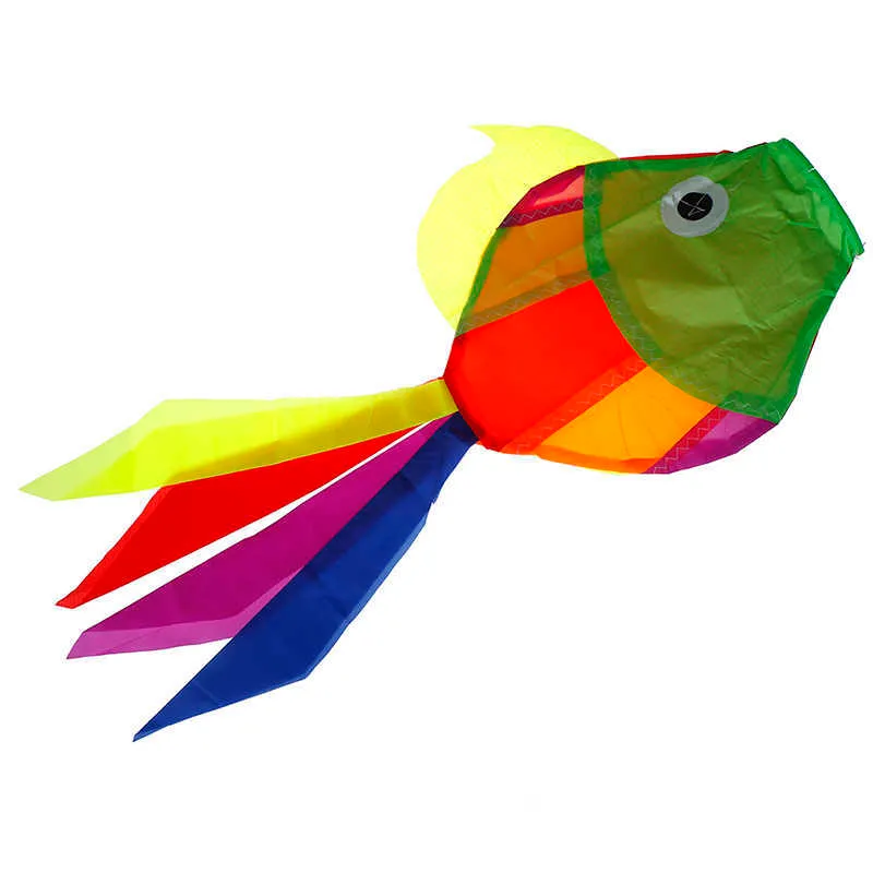 Drakar söta regnbåge fisk drake av hög kvalitet nylon windsock utomhus trädgård dekor linje tvätt barn leksaker slumpmässig färg 0110