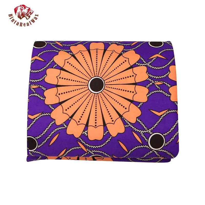 Ankara African Prints Batik Echtwachsstoff Lila Hintergrund Blume Bastelmaterial 100 % Polyester hochwertiges Gewebe FP6317