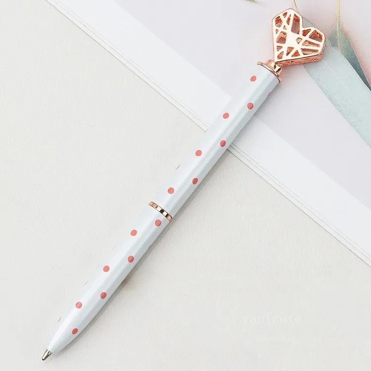 Creative Heart Shaped Ballpoint Pen DIY Metal Ball Pens Office School Supplies Valentine's Day Gift T2I53293