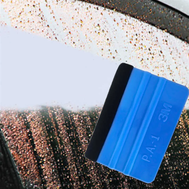 99 x 72mm Blauw Draagbare Vilt Rand SqueeGee Auto Vinyl Wrap Tool Scraper Decal Auto Cleaning Auto Borstel Accessoires Handdoek