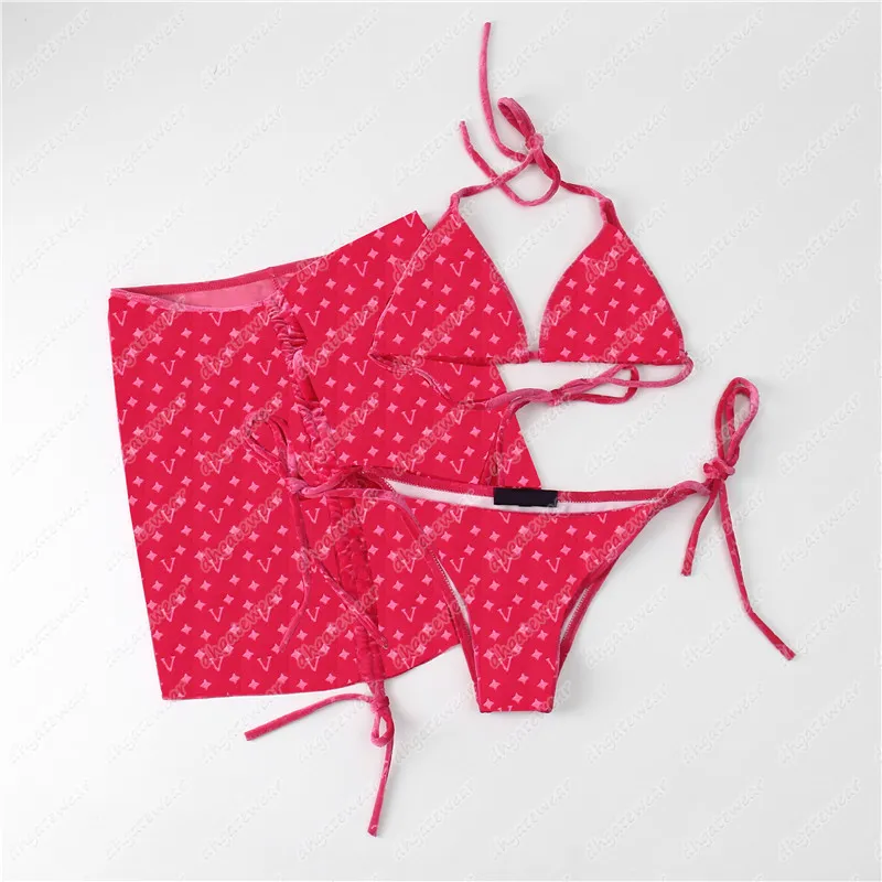 Süper Yumuşak Touch Velvet Bikini Set Mayo Tekstil Mektubu Ayçiçeği Jacquard Beach Giyim Kadınları Yaz Plaj Mayo Takım 3 Parça Su317Q