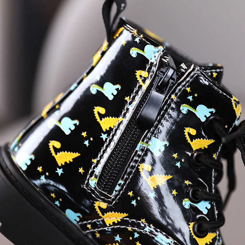 Children printed Martin boots boys dinosaur short boots girls flower fashion single boots baby autumn spring cartoon shoes 210713