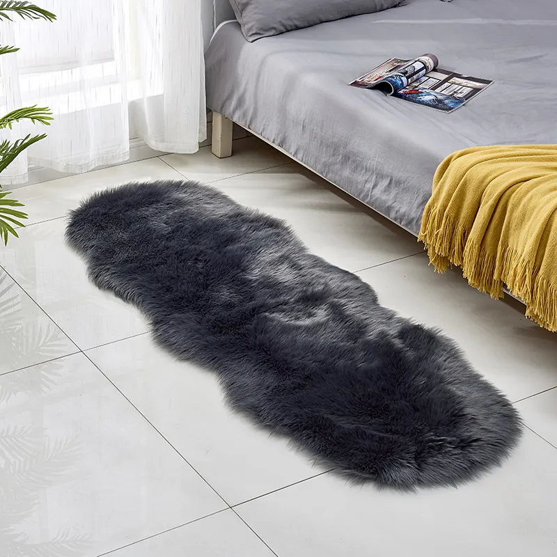 Carpets Irregular Long Soft White Faux Sheepskin Fur Area Rugs Kids Livingroom Bedroom Floor Mat Shaggy Silky Plush Carpet Rug 220906