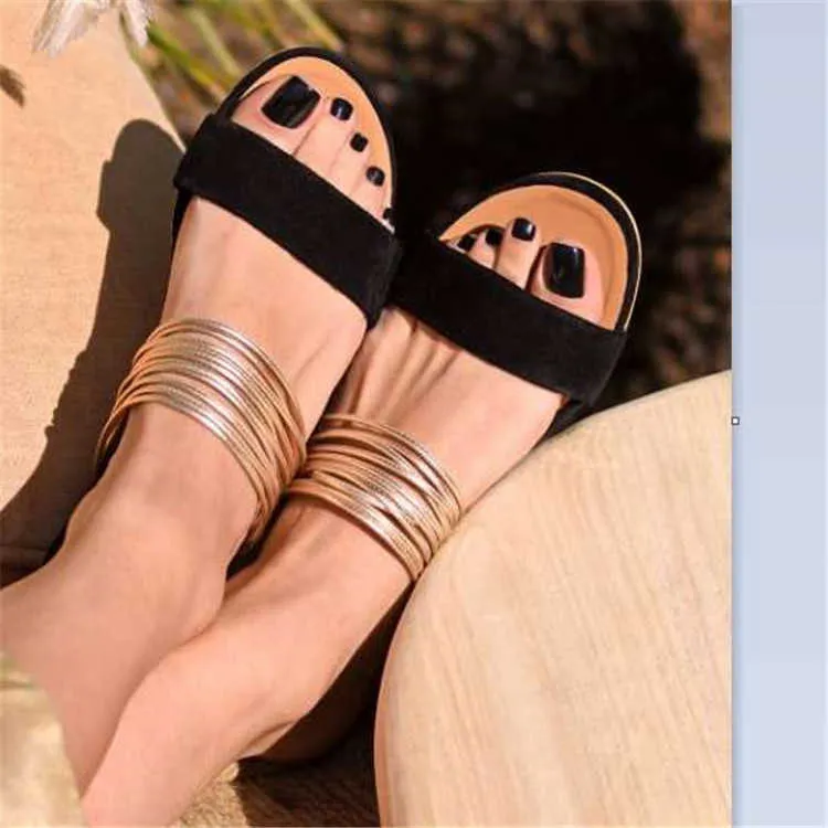 2020 femmes Rome sandales nouvel été chaud rétro compensées gladiateur antidérapant pantoufles dames fête bureau chaussures plage diapositives Y0721