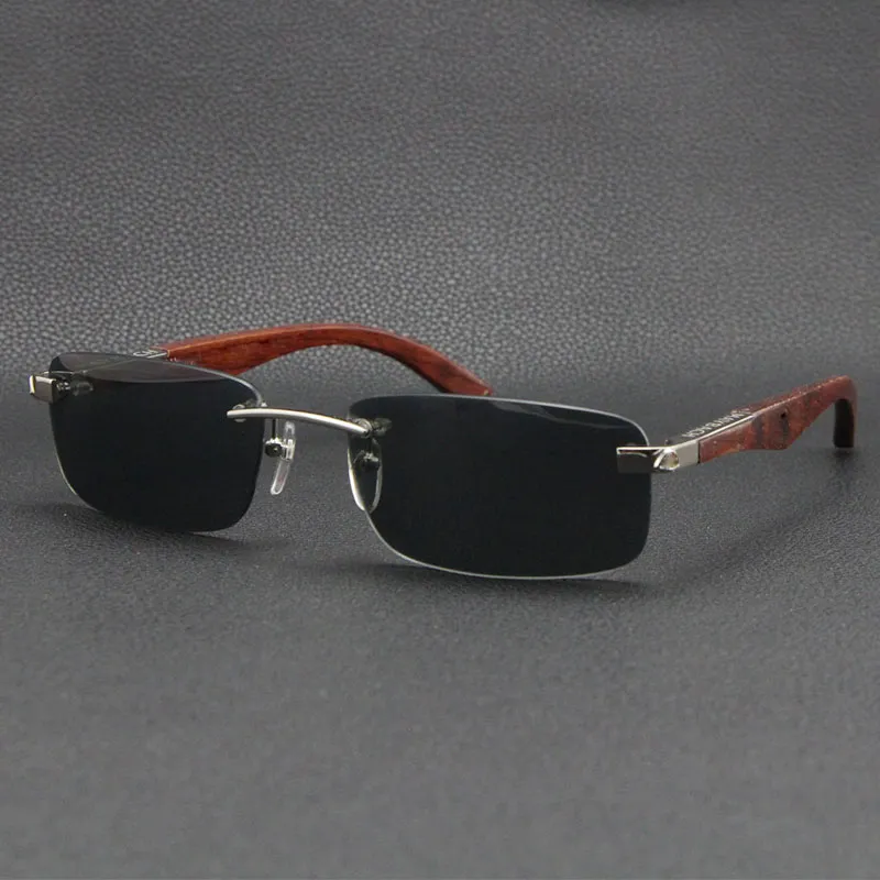 Vollständiger Verkauf von Brillenzubehör THE ARTIST Holz Randlose Sonnenbrille Silber 18K Gold Metall Geschenk Brille männlich und weiblich fram277i