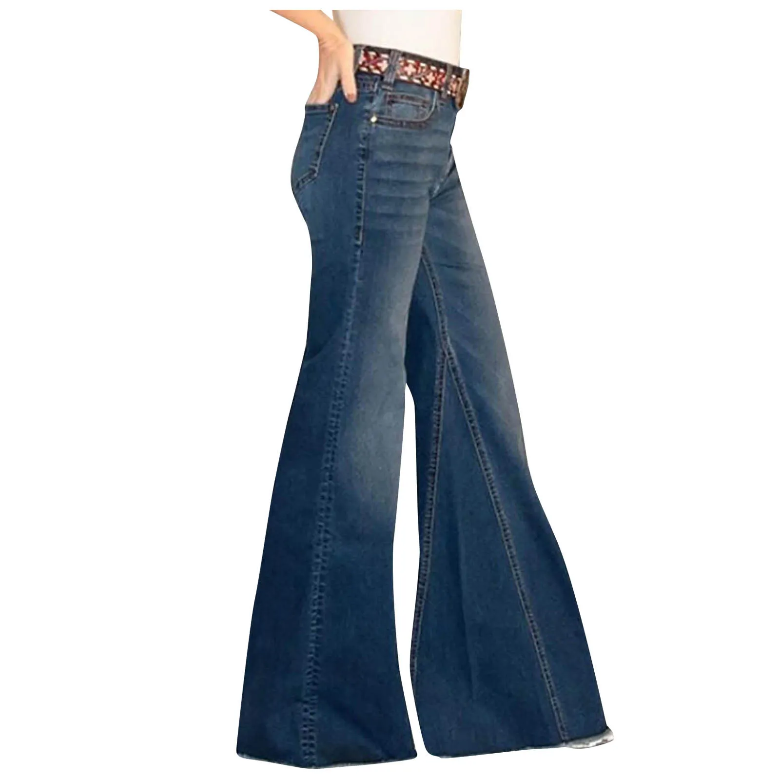 Mulheres Flare Jeans Mid Cintura Senhoras Cor Jean Feminino Feminino Estiramento Slim Sino Calças Comprimento Jeans 202 Skinny Ropa de Mujer