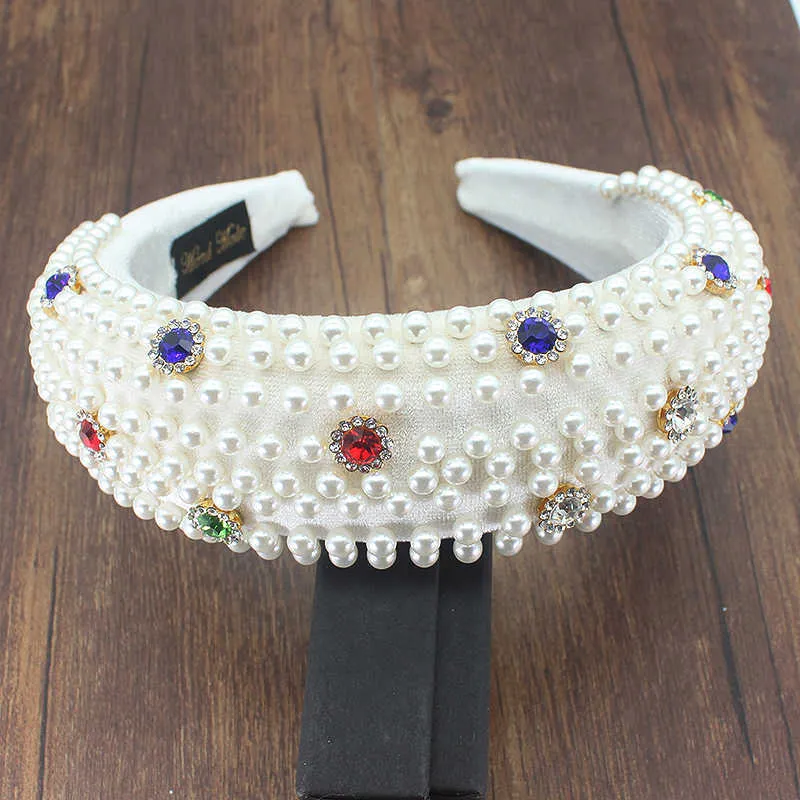 Sparkly Big Padded Rhinestones Diademas Full Crystal Lujoso Edición limitada Hairbands Bejewled White Red For Women Headband X0625