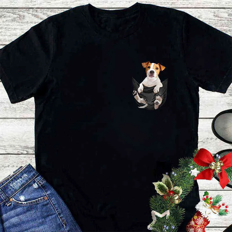 Baumwolle T-Shirt Mode Tasche Nette Jack Russell Terrier Gedruckt T-Shirts Männer Frauen Casual T-Shirt Hip Hop Tops Lustige Baumwolle Tees g1222
