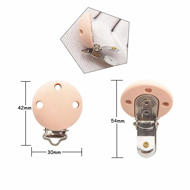Chenkai 10 stks 30mm Diameter Ronde Baby Siliconen Clip DIY Zuigeling Ketting Hanger Sensory Nursing Fopspeen Tandjes Cilps Toys 220222