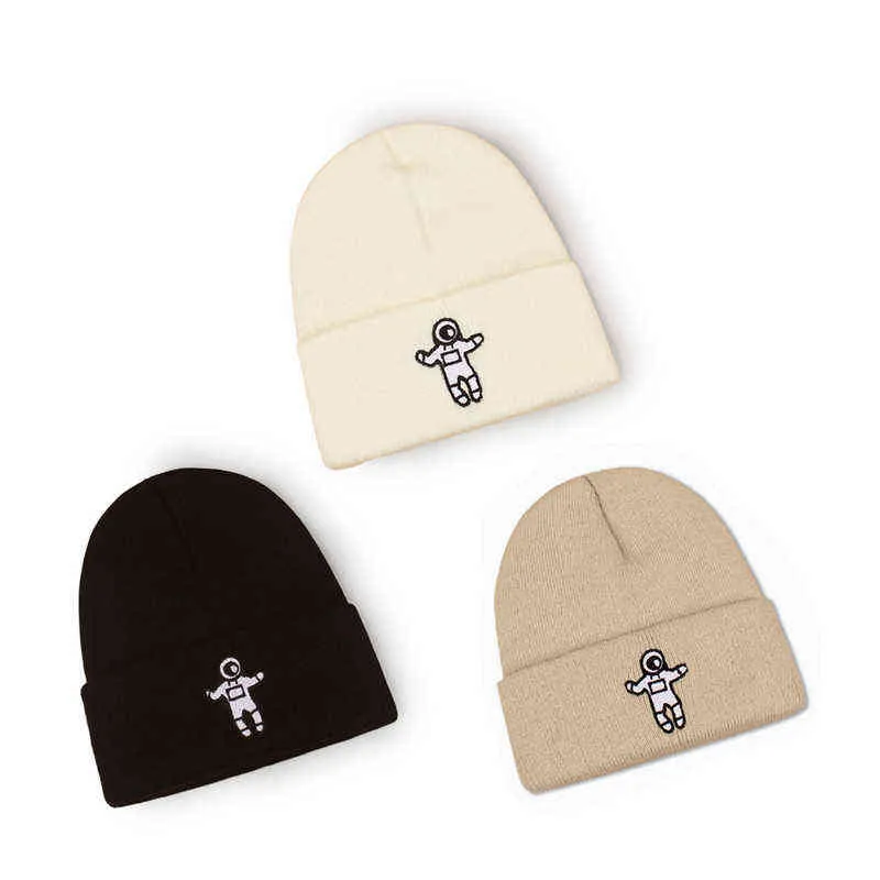 Höst vinter akryl tecknad broderi förtjockad stickad hatt varm hatt skullies cap beanie hatt för män och kvinnor 162 y21111