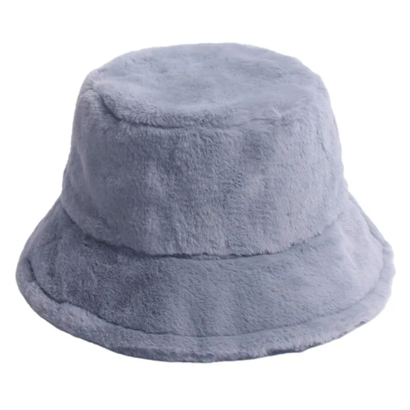 Mulheres inverno fuzzy pelúcia balde chapéu orelha mais quente borda curta protetor solar redondo superior engrossar à prova de vento empacotável pescador boné largo hats220o