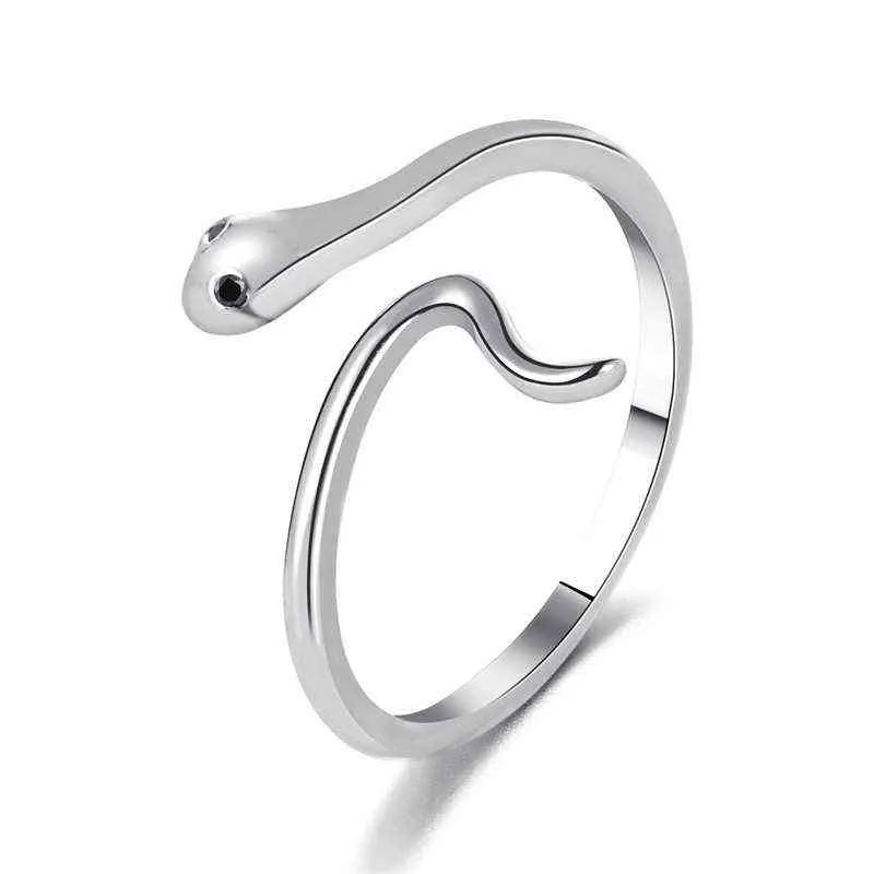 Simple Temperament Snake Ring Opening Regelbare Dames Tailring Enkele Ring Gepersonaliseerde Animal Series Sieraden Accessoires G1125