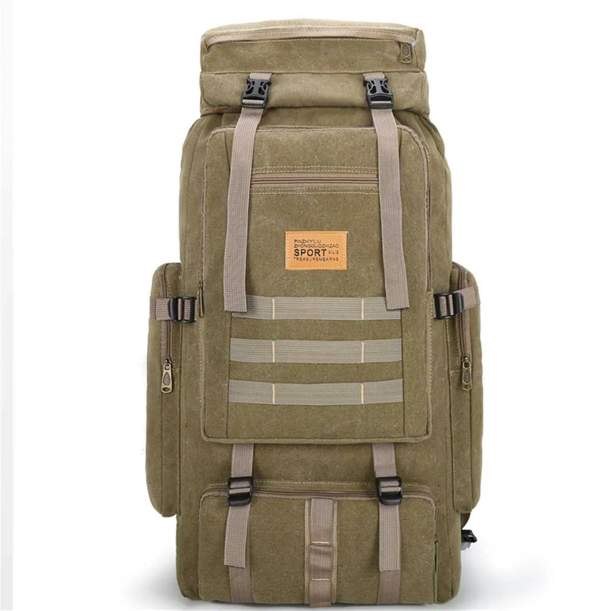 80L Large Military Bag Canvas Backpack Tactical Bags Camping Hiking Rucksack Army Mochila Tactica Travel Molle Unisex Outdoor Y0721