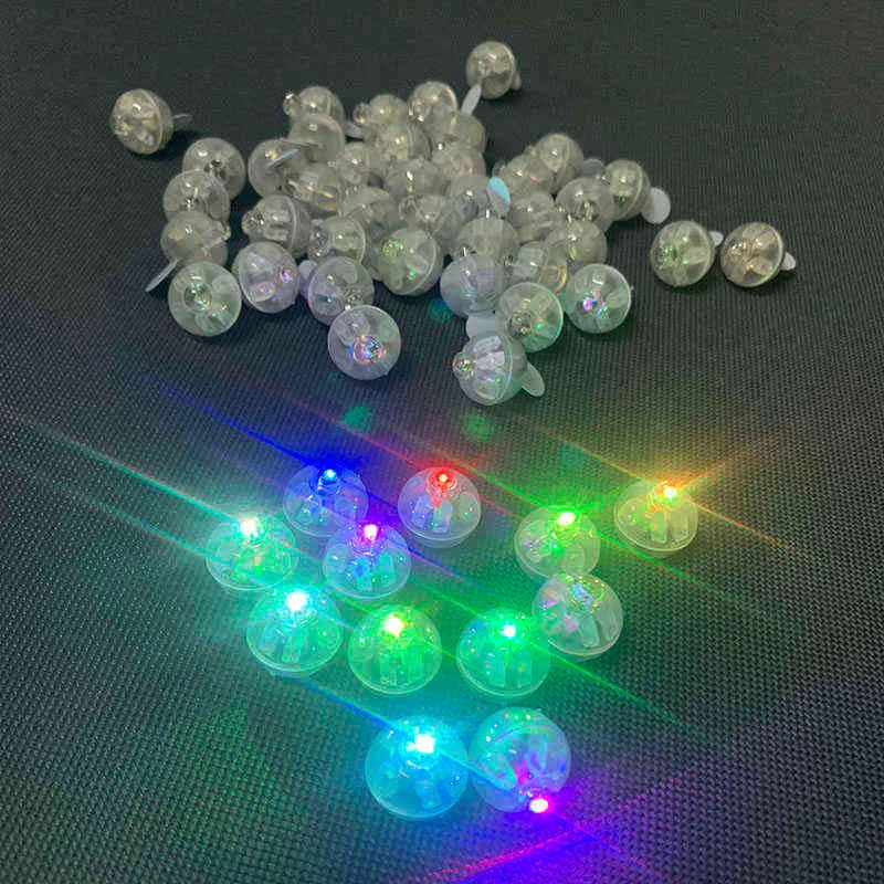 50 Stücke Tumbler Kleine Runde Kugel Lichtschalter Ballon LED-Blitz Leuchtende Lampen Laterne Licht für Hochzeit Party Geburtstag Dekoration 211216