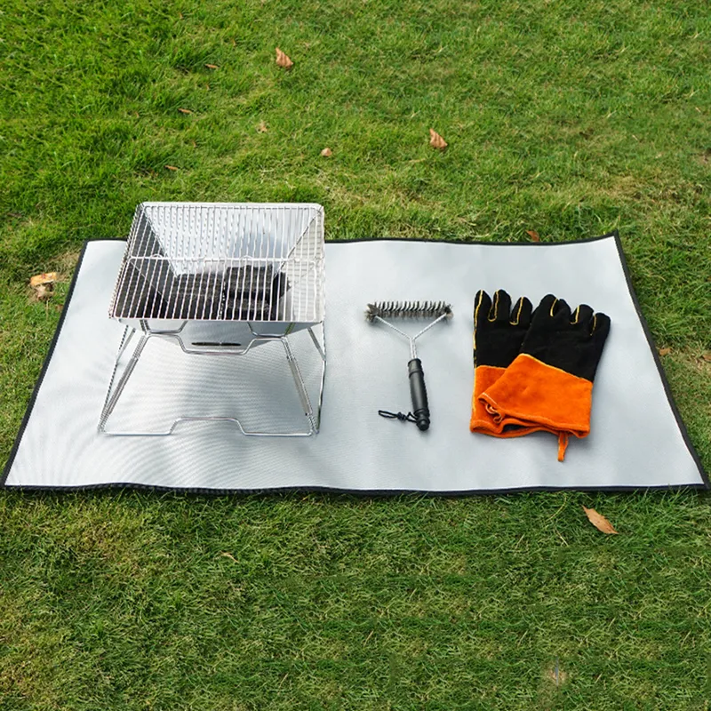 Camping Fireproof Grill Mat Doek Vlam Vertragende Warmte Isolatie Pad Fire Pit Ember Deken voor Outdoor Picknick Barbecue 220216