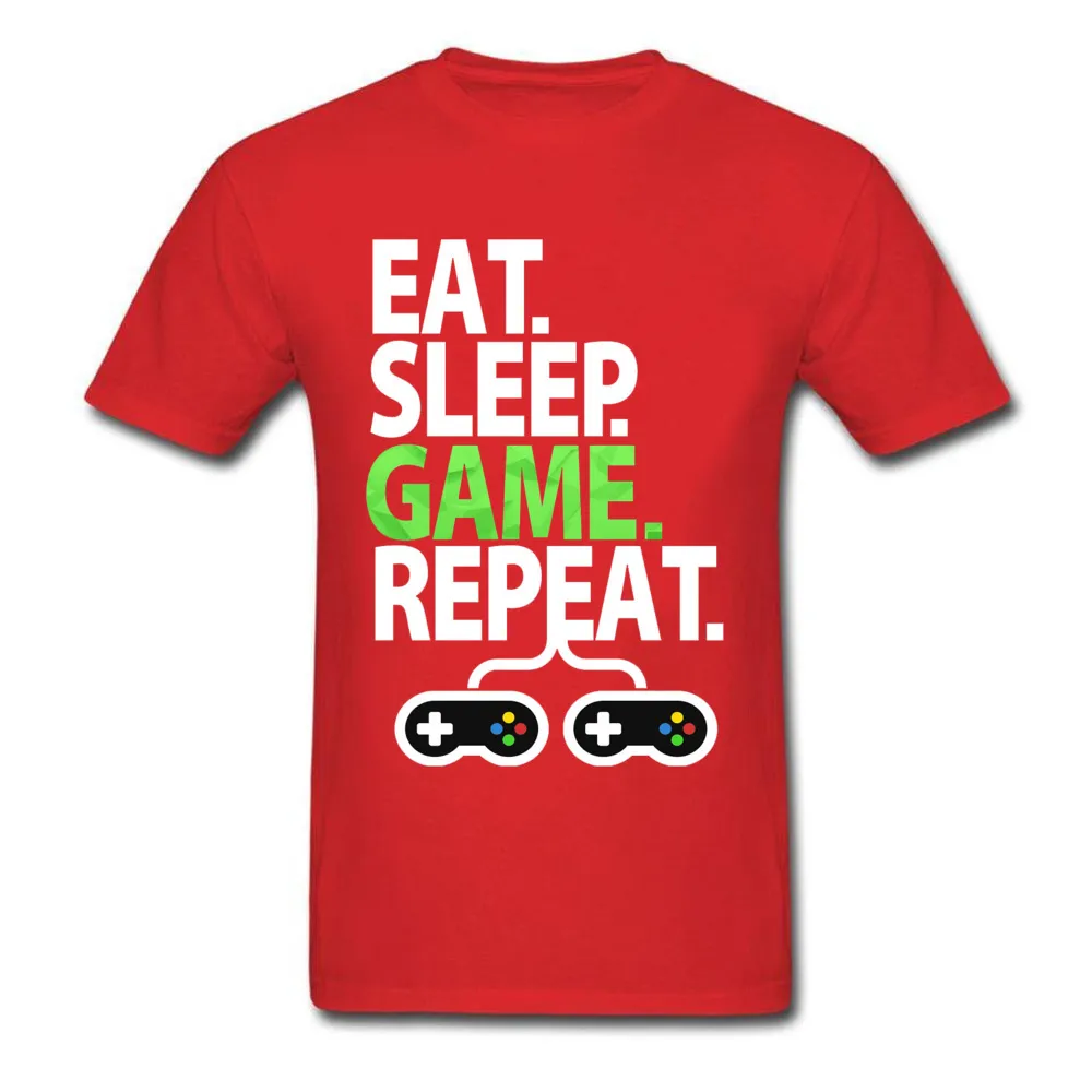 EAT-SLEEP-GAME-REPEAT-Playstation Pure Cotton Top T-shirts for Men Tops Shirts Discount Mother Day O-Neck Tops T Shirt Group EAT-SLEEP-GAME-REPEAT-Playstation red