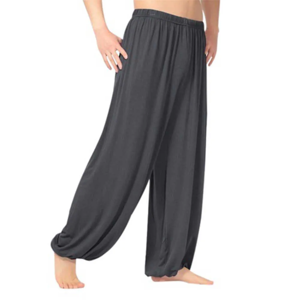 Richkeda Store Hommes pantalons de jogging pantalons de survêtement décontractés couleur unie Baggy pantalon danse du ventre Yoga sarouel pantalons à la mode 210616