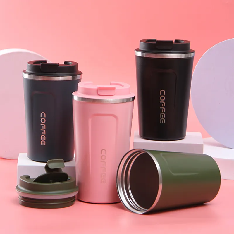 Wholesale Tumblers из нержавеющей стали вакуумный кофе Кубок портативный простой автомобиль путешествия студентов подарок теплый водяной чашка