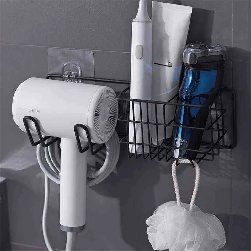 Wall Mounted Hair Dryer Storage Organizer Rack Holder Hanger Using in Bathroom S 211112