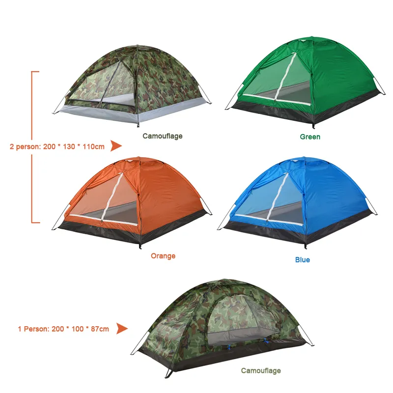 Tenda da campeggio 2 persone Borsa mimetica portatile all'aperto monostrato Escursionismo, Viaggio zaino in spalla leggero 220216