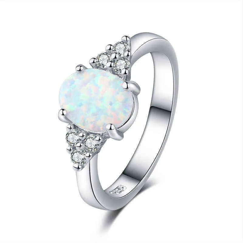 Fashion Color Gem Diamant Ring Enkel Ovala Kvinnors Ring Titan Stål Rostfritt Stål Ring G1125