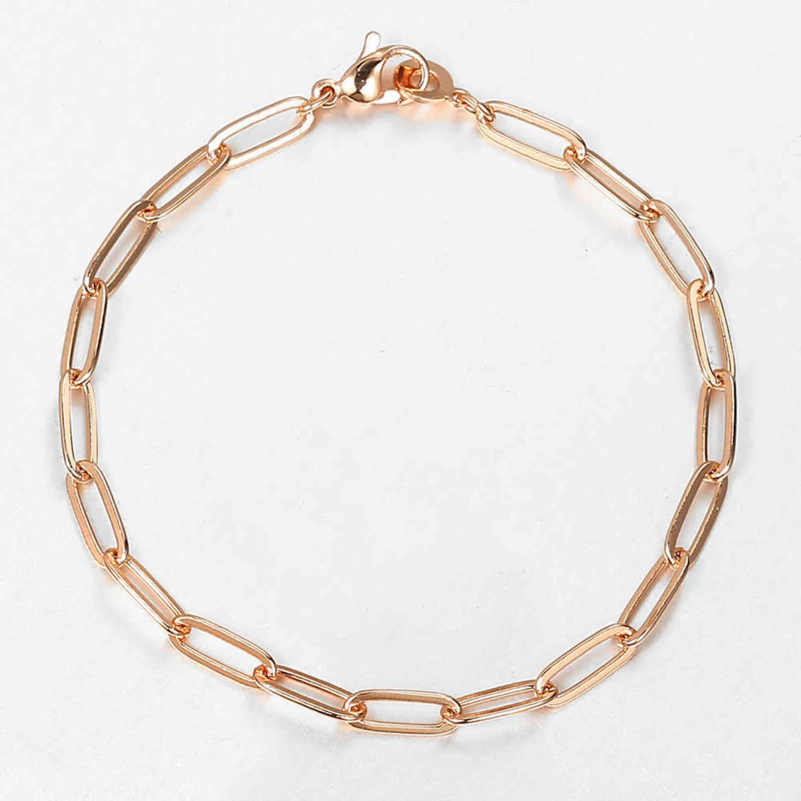 4mm Dames Meisjes Paperclip Rolo Link Armband 585 Rose Gold Filled Chain Mode-sieraden Accessoires Geschenken 20cm Dcb60299P2792066