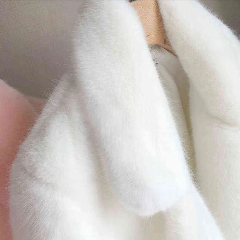 Cappotto di pelliccia sintetica di visone femminile Solido colletto rovesciato femminile Cappotto invernale caldo di pelliccia finta Cappotto lungo spesso allentato caldo casual 211122