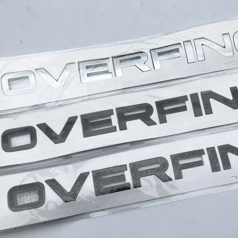 Bokstäver Emblem Badge för Range Rover Overfinch bilstyling REBITTING HOOD BAKSAMMA STRUNK LÄGRE BUMER SIDER CHROME Black3501104