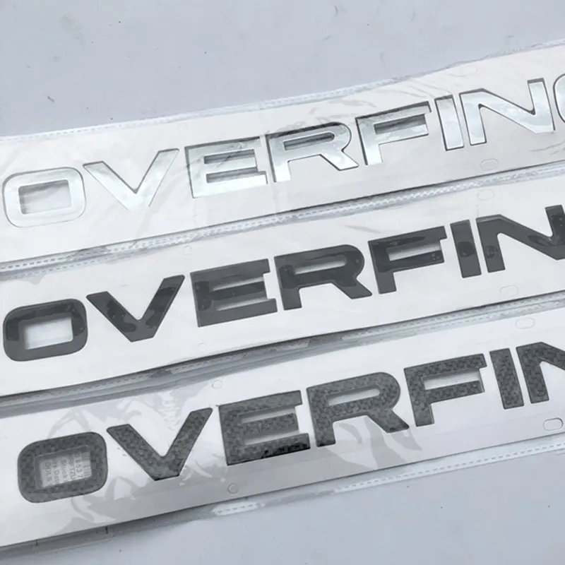 Letters Emblem Badge voor Range Rover Overfinch Auto Styling Refitting Hood Achter Trunk Lower Bumper Sticker Chrome Black9538960