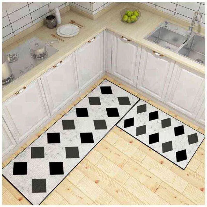 Lange Küchenmatte Cartoon Anti-Rutsch-Eingang Fußmatte Bad saugfähige Bodenteppiche Flur Schlafzimmer Wohnzimmer Teppich Home Decor 211109