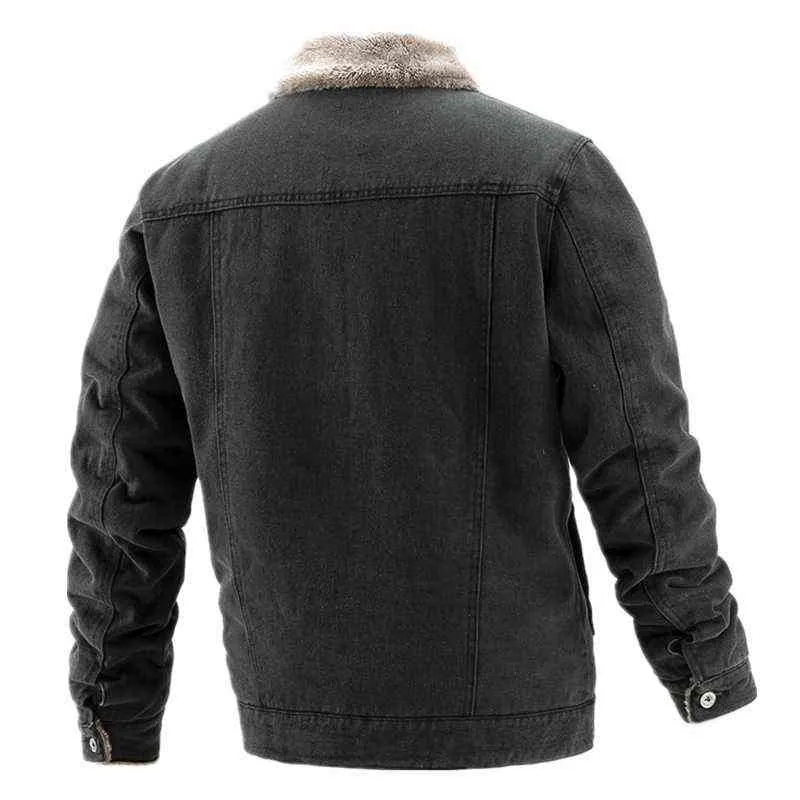 Plus Velvet Épais Denim Veste Hommes Casual Revers Coton Jeans Vestes Mâle Col De Fourrure Chaud Hiver Cowboy Hommes Vestes Et Manteaux Y1109