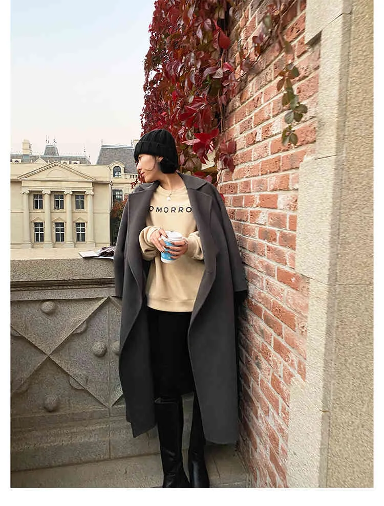 QOOD Letter Gedrukt Oversized Sweatshirts Harajuku 90s Morgen Mode Solid Crewneck Lange Mouw Top Lente Outfit QT504 210518