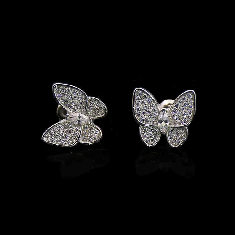 2021 Luxus Schmuck Exquisite Kupfer Intarsien Schmetterling Voller Diamanten Ohrringe Einfache Mode Zubehör Für Frauen Täglich