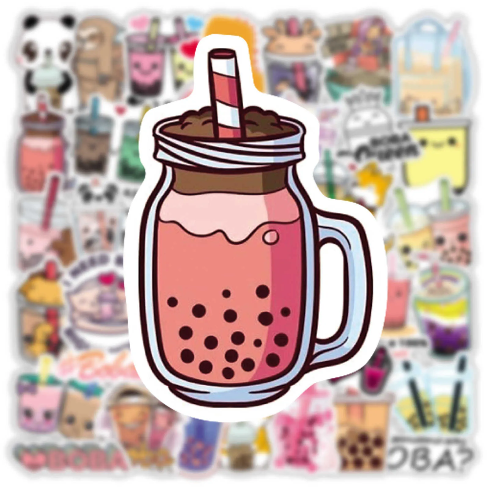 Cute Cartoon Pearl Milk Tea Stickers Pack for Girl Boba Bubble Teas Decal Sticker To DIY Luggage Laptop Guitar Car